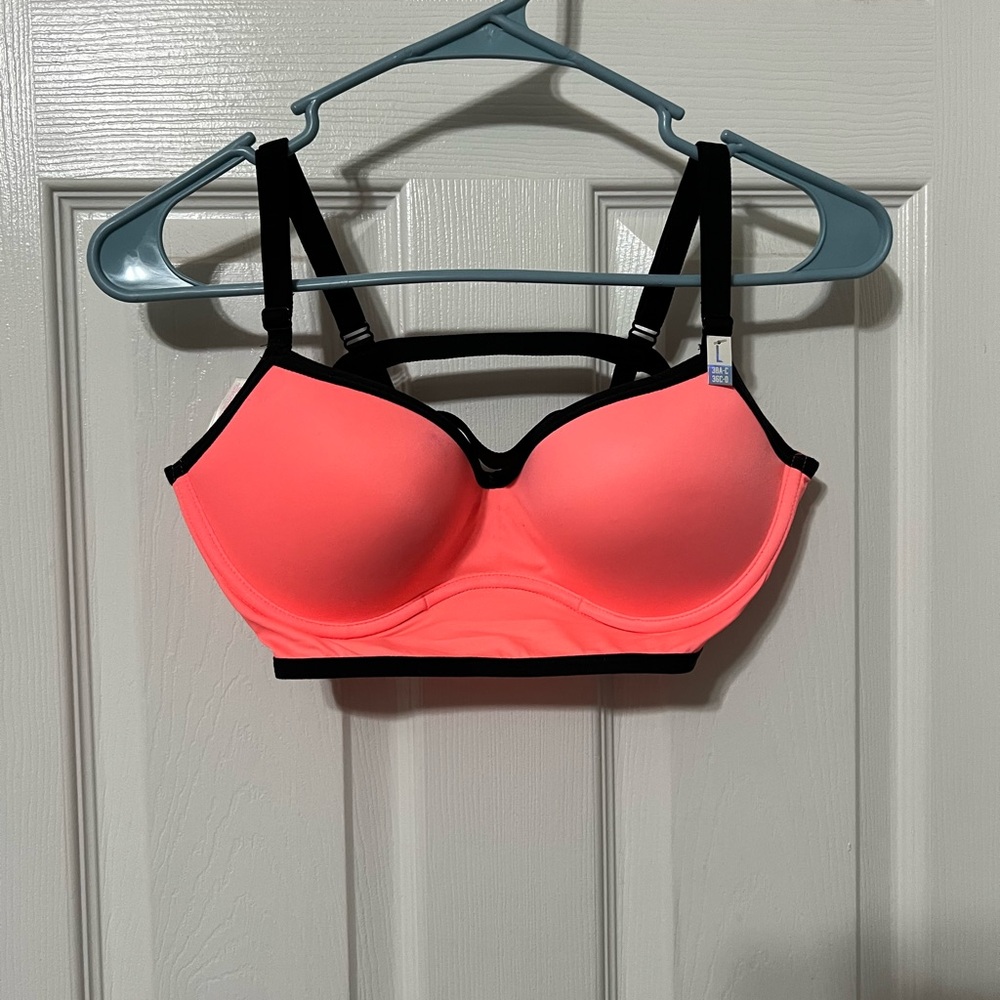 PINK Victoria's Secret Coral and Black Cage Bra